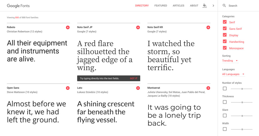 google fonts