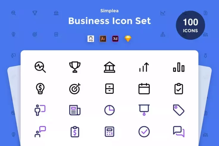 View Information about 100 Business Icons for Adobe XD