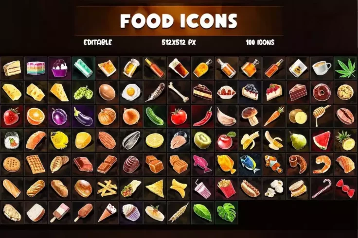 View Information about 100 Food Icons for Adobe XD