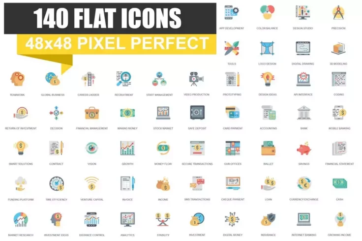 View Information about 140 Flat Icons for Adobe XD