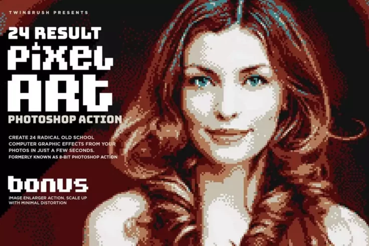 View Information about 24 Retro Pixel Art Photoshop Actions