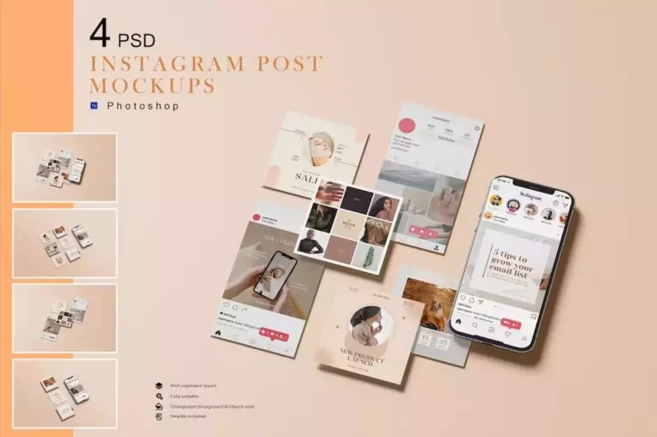 View Information about 4 Creative Instagram Post Mockups