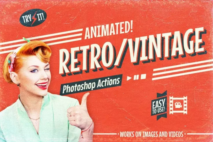 View Information about Animated Retro Vintage Film Photoshop Actions