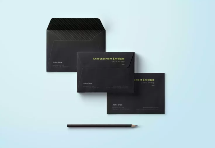 View Information about Dark Envelope Mockup Set PSD