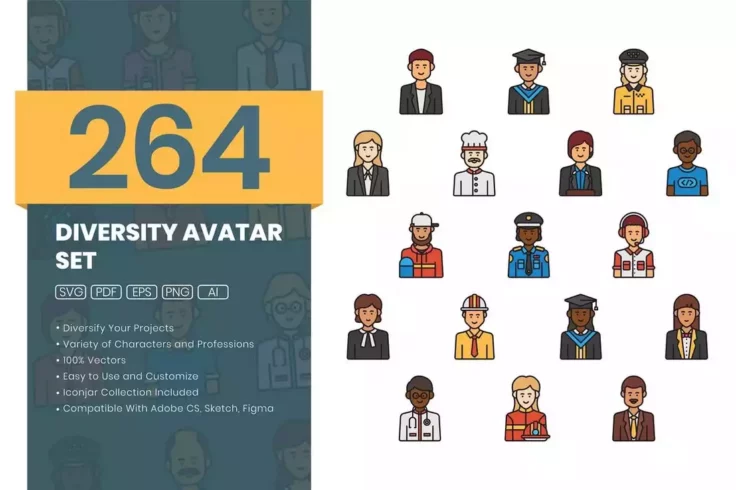 View Information about Diversity Avatar Adobe XD Icons Set