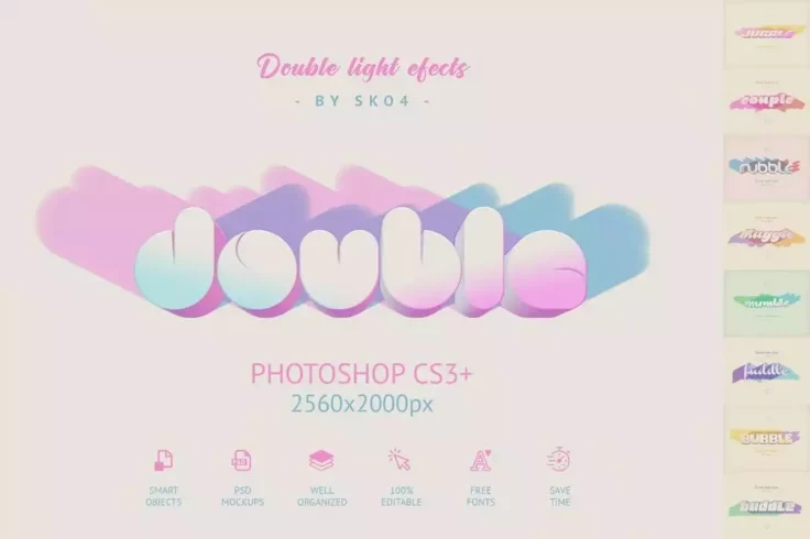 View Information about Double Light Photoshop Text Effects