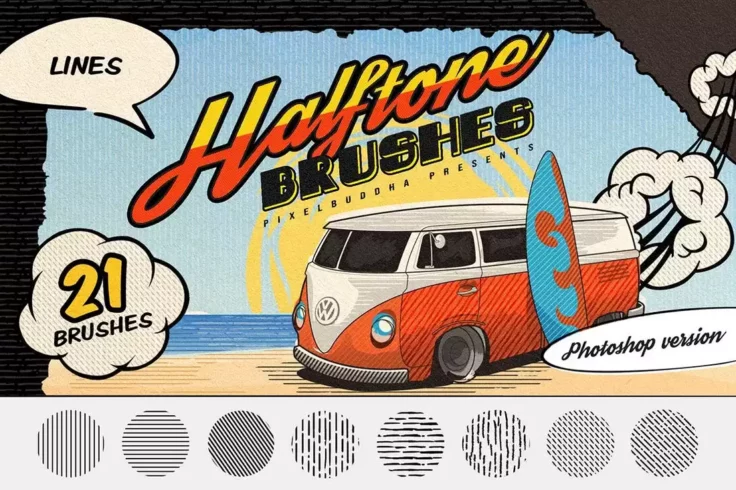 View Information about Halftone Lines Vintage Photoshop Brushes