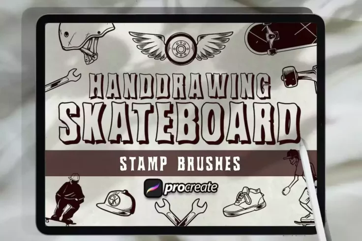 View Information about Hand Drawn Skateboard Stamp Brushes for Procreate