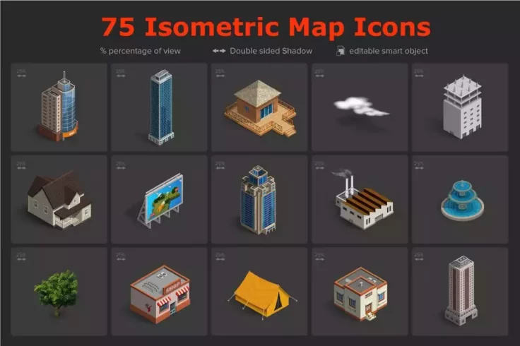 View Information about Isometric Map Icon Set for Adobe XD