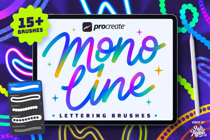 View Information about Monoline Lettering Procreate Brushes