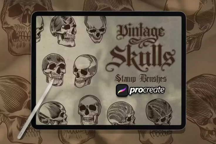 View Information about Vintage Skulls Procreate Stamp Brushes