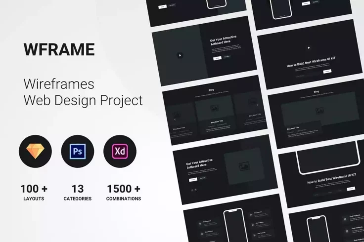 View Information about WFrame Adobe XD Website Wireframe Kit